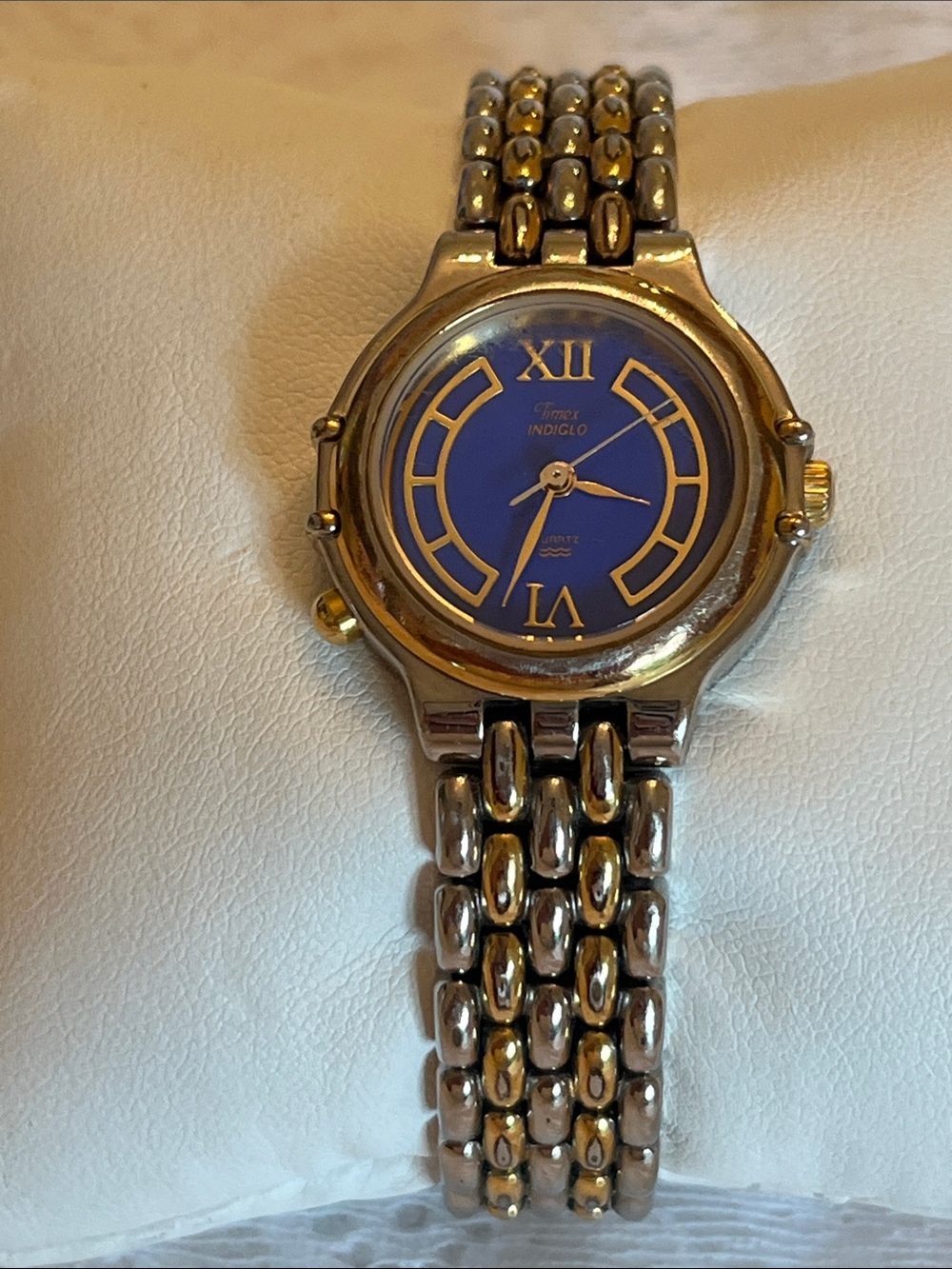 VTG Timex Indiglo Blue Dial Two-Tone Bracelet Watch